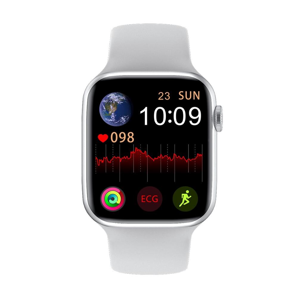 Iwo w26 relógio inteligente 44mm 1.75 polegada toque completo scree iwo w26 relógio inteligente para homem mulher iwo 12 pro ip68 smartwatch para ios android: Prata