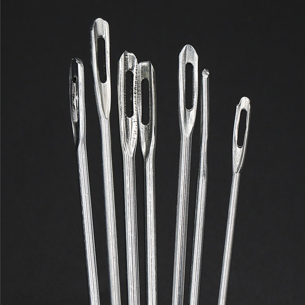 Agujas de ojos grandes para costura de cuero, herramienta curva de cuerda, para coser a mano, 2 unidades