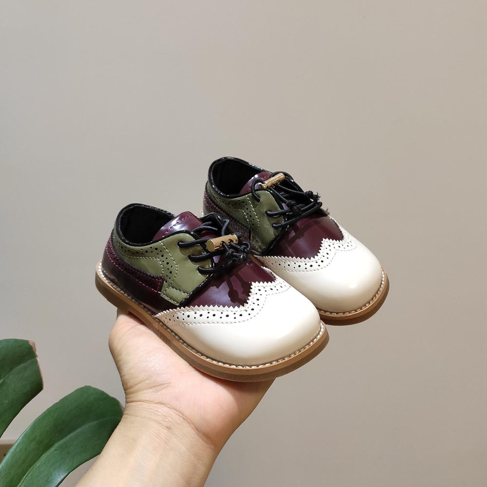 Höst bebis flickor rom brogue skor barn lackskor barn fritidslägenheter pojkar märkesskor mjuka oxford vita skor: Beige / 8