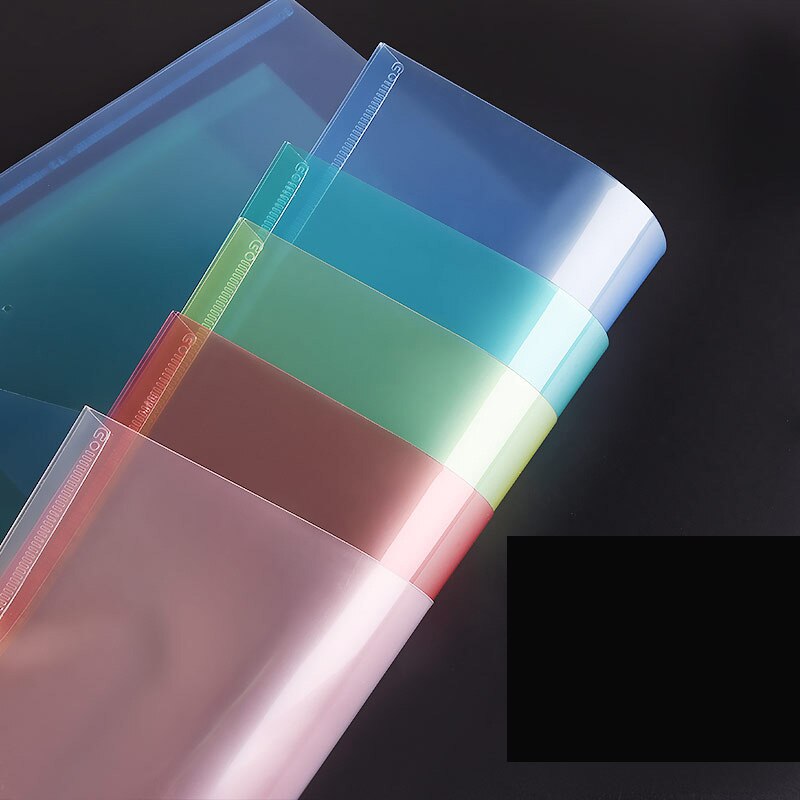 12pcs A4 Transparent PP File Folder Binder Waterproof File Holder Filing Envelope Business Document Organizer Office Supplies