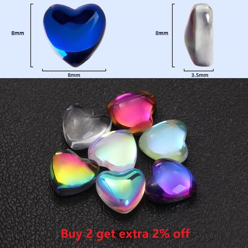 10Pcs 8mm Heart Rhinestone Flat Stones For Manicure Glitter Nail Jewelry Heart Nail Art Kawaii Nail Decoration Korean Nail Parts