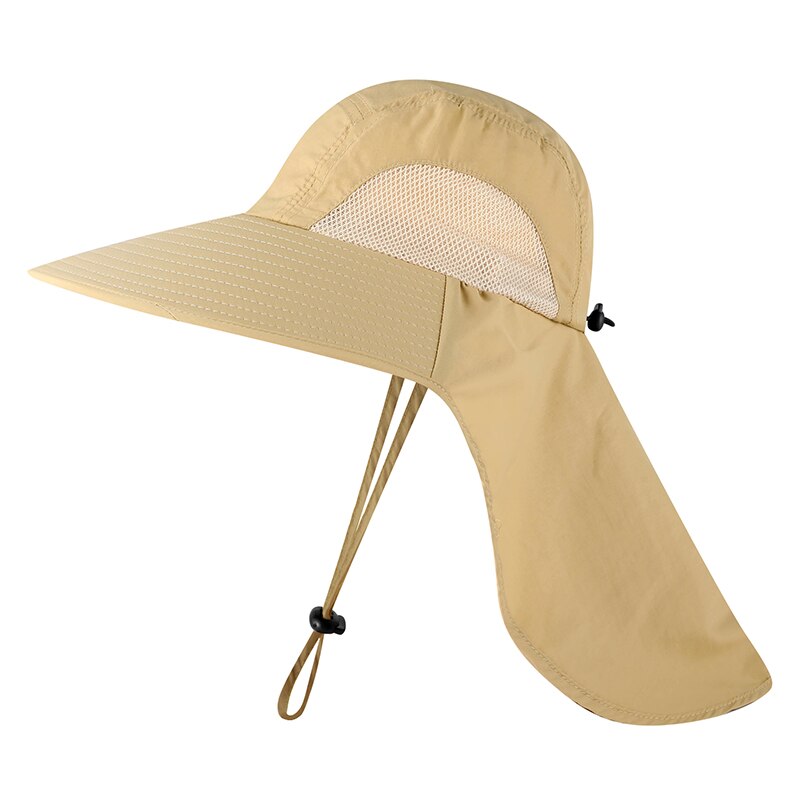 Camoland Waterdichte Emmer Hoeden Voor Mannen Vrouwen Zomer Upf 50 + Zonnehoed Lange Brede Rand Outdoor Wandelen Vissen Caps met Nek Flap: Khaki