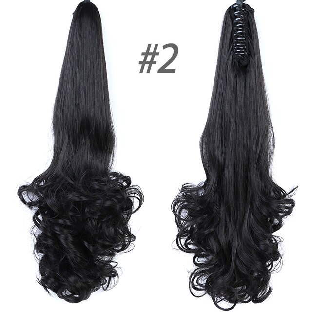 BUQI 24" 180g Synthetic Claw on Ponytail Hair Claws Curly Style HairpieceHair Extension Women Adult Hair Accessories: 2