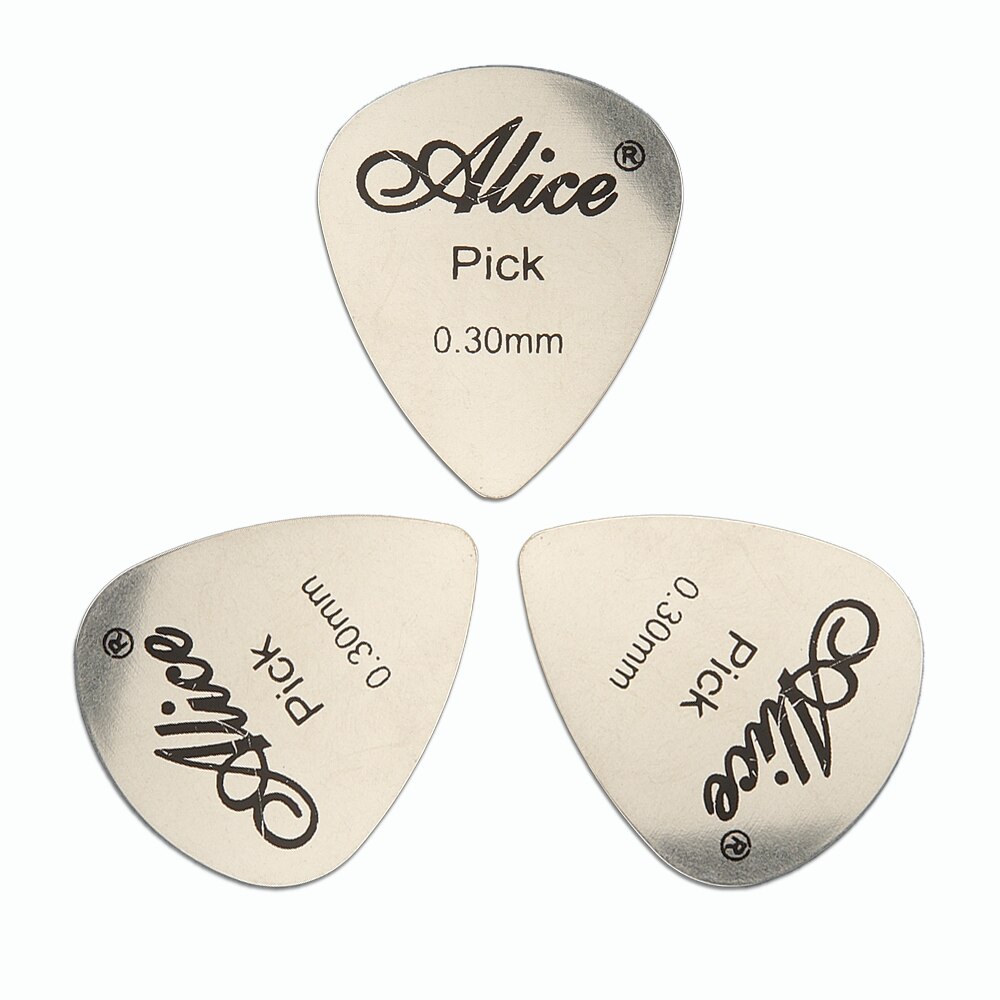 12pcs/Lot Alice 0.3mm Guitar Picks Plectrum Stainless Steel Metal Pick Plectrum Guitar Parts &amp; Accessories