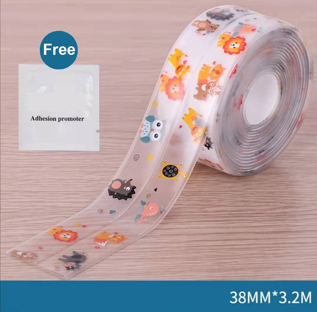 Multi print gennemsigtig 3.2 mx 38mm pvc tætningsbånd tape vinduer bad køkken vandtæt selvklæbende søm toilet hjørne: Kæledyr