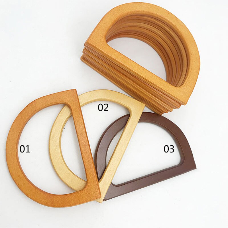 1 paire D forme en bois sac à main sac poignée matériaux bricolage à la main artisanat sac à main faisant des accessoires: 3