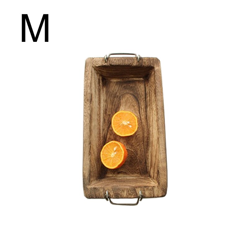 Log Tray Rectangular Wooden Tea Solid Wood Hotel Dinner Coffee Serving Dessert Bread Snack Fruit Tray Storage Decorative: M