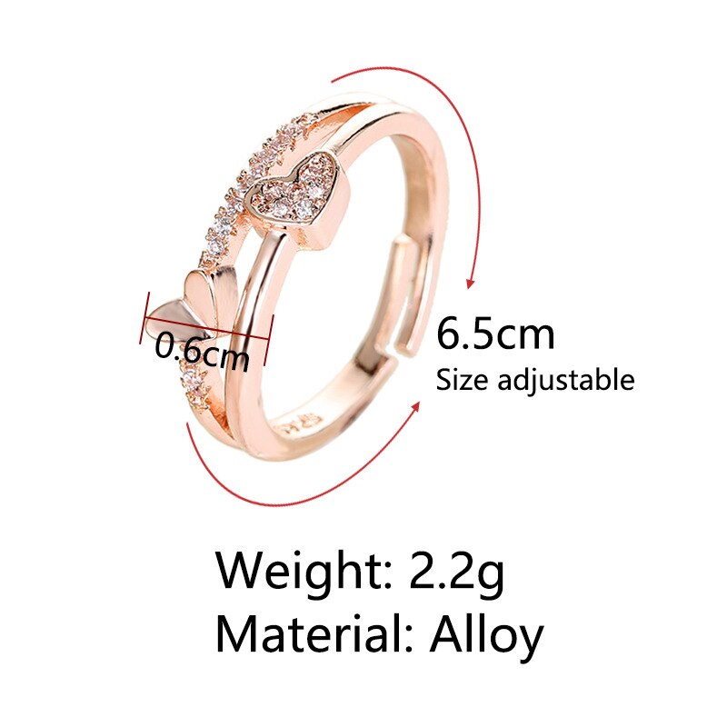 Heart Rings for Women Adjustable Unique Simple Bijoux Love Wedding Jewelry Female Ring Girl Anel Anillos Accessories