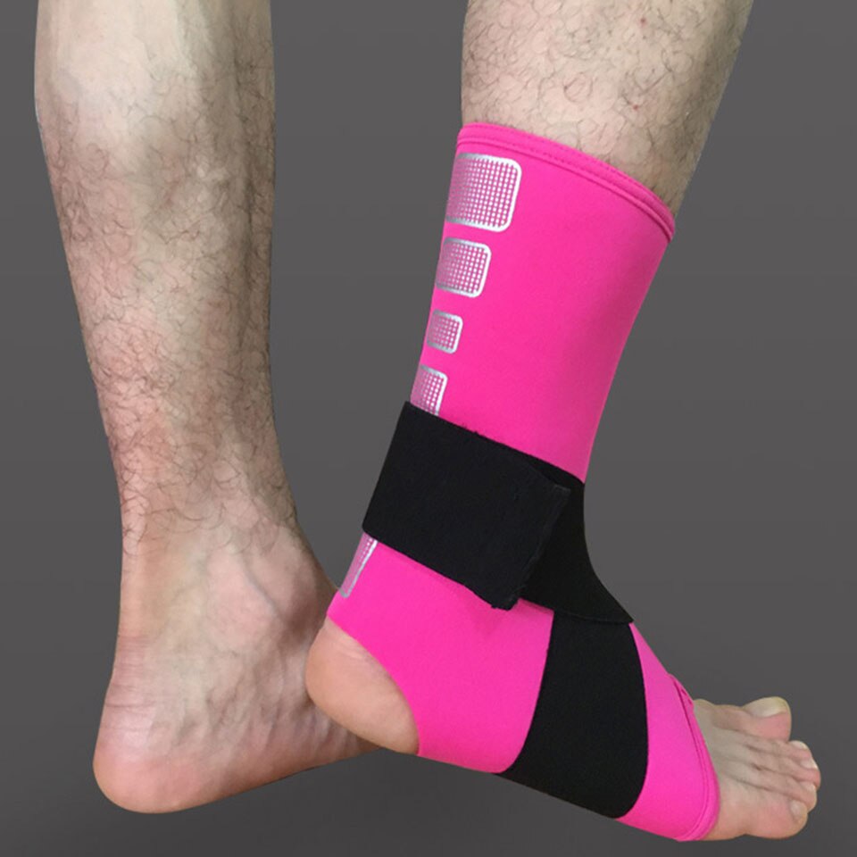 1 stk justerbar sportselastik ankelstøtte sportssikkerhed gym badminton basketball ankelstativ støtte fodpudebeskytter: Rosenrød / L