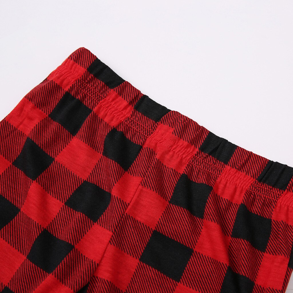 Conjunto de pijamas navideños para padres e hijos, pijamas de dibujos animados de Feliz Navidad, pantalones a cuadros, conjunto de ropa de dormir a juego familiar, traje familiar # G