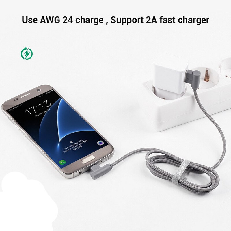 NEUE Nylon Geflochtene Haken Micro Usb 2A Lade für Android Micro Usb Winkel Kabel 90 Grad Schnelle Aufgeladen für Samsung huawei