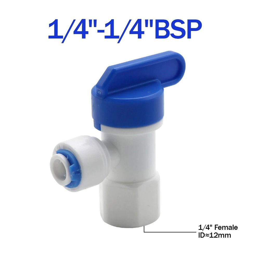 Plastic Kogelkraan 1/4 "3/8" Od Slang Snel Aansluiten Mannelijke Vrouwelijke Draad Mannelijke 1/2 "Vrouwelijke Reveser Osmose Aquarium Fitting: WHITE