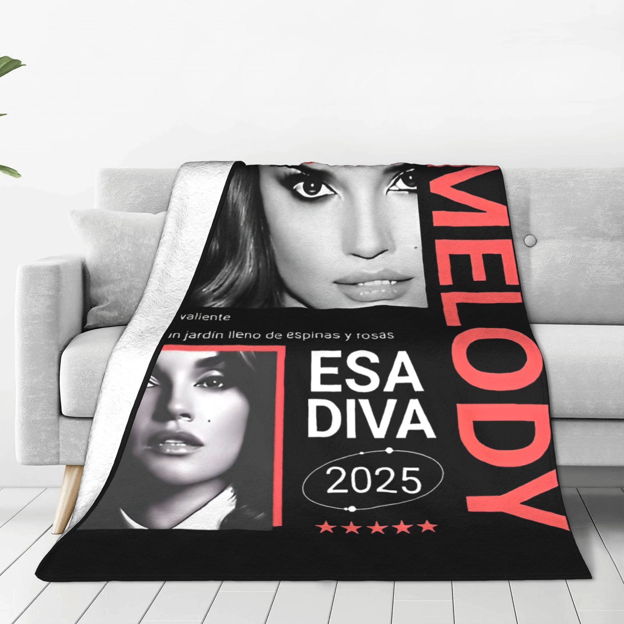 Melody Esa Diva Espagne Eurovisions 2025 Couverture pour canapé Couverture en peluche douce 50 x 60 pouces Couvre-lits de tailles multiples pour toutes les saisons