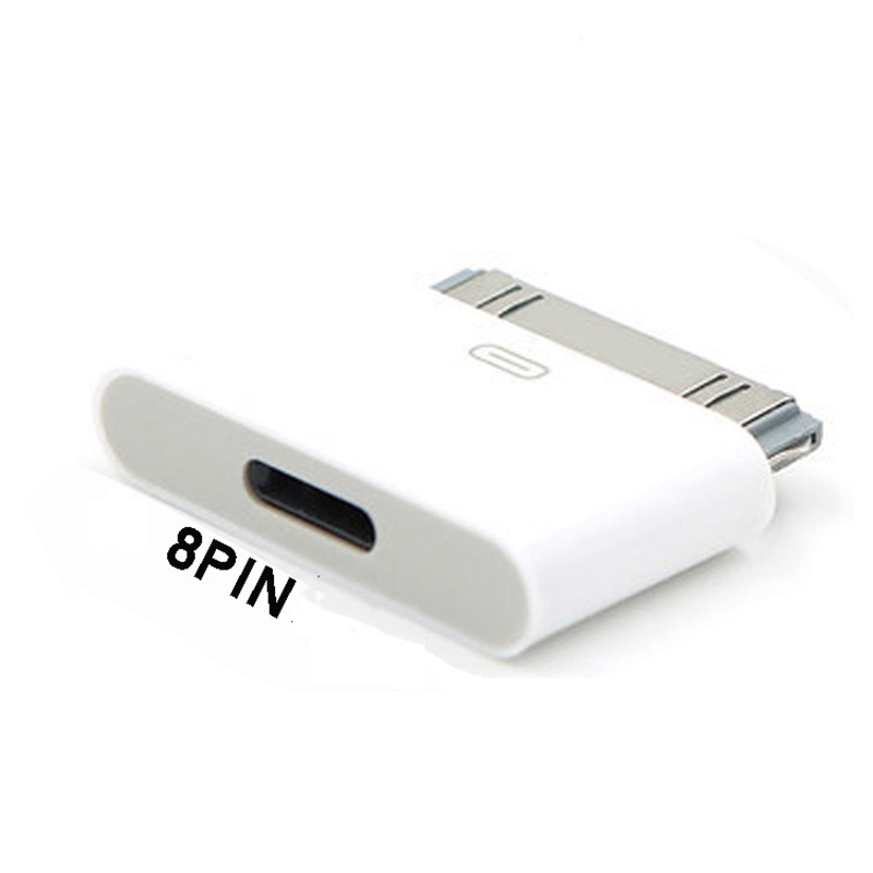 Convertisseur adaptateur 8 broches femelle à 30 broches mâle, pour iPhone 4 4S iPad 2 3 iPad Touch 3 4, pour chargeurs ou stations d'accueil: Black