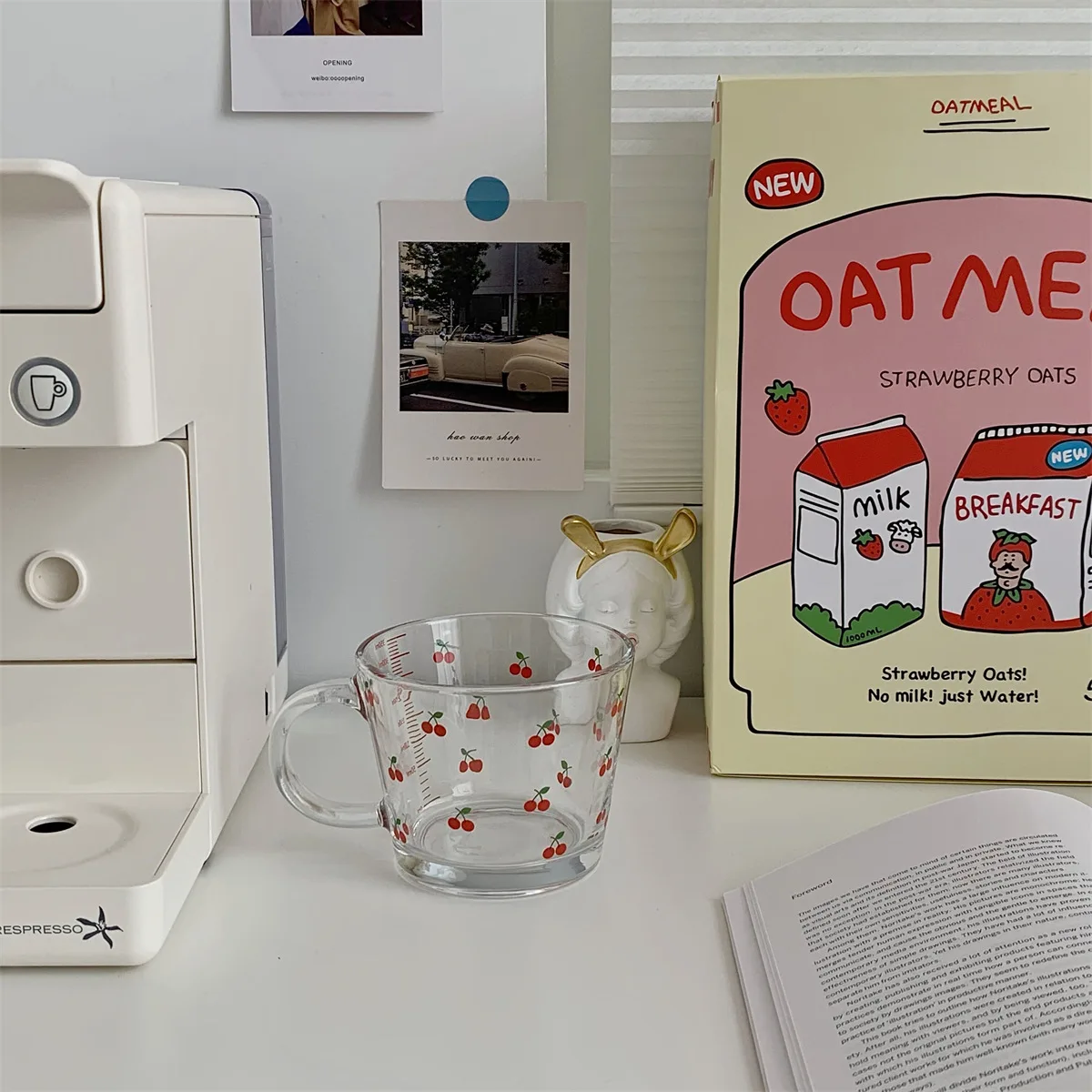 Bedrukt transparant glas voor koffie, thee, dessert, ontbijt, melk, mokken, drinkgerei