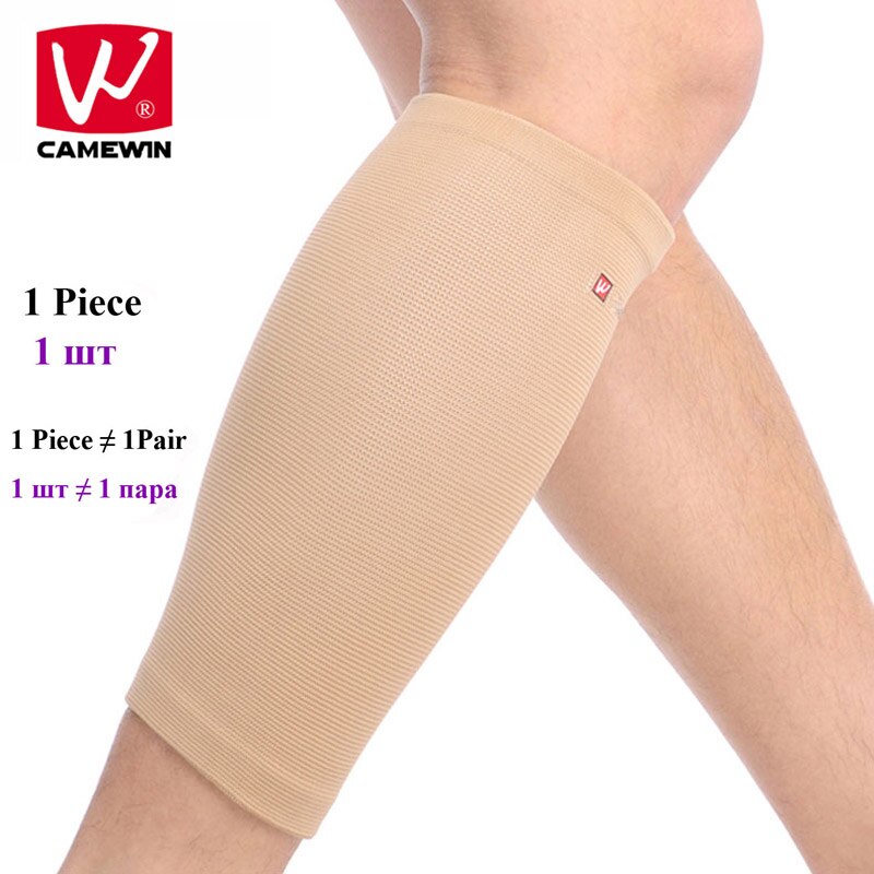 Camewin 1 stk benbeskytter sportssikkerhed knæpuder til mænd og kvinder høj elasticitet åndbar strikket benstøtte benvarmer: Brun / L