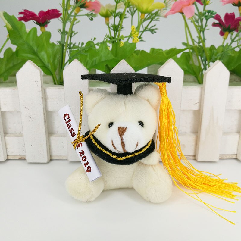 30 pcs/lot, class of ,7cm plush graduation teddy bear keychain, stuffed graduation teddy bear, graduation ,: cream bear blackgown