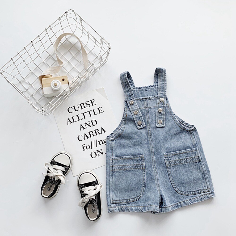 sommer Mädchen Jungen Hosen freundlicher Gewaschen Jeans Overall kurze Hose Schlauch Schlauch Baby freundlicher Kleidung S10950