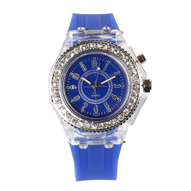 LED étanche rétro-éclairage cristal Quartz montre Flash lumineux cristal Quartz tendance montre-bracelet Sport montres 5 couleurs: SL