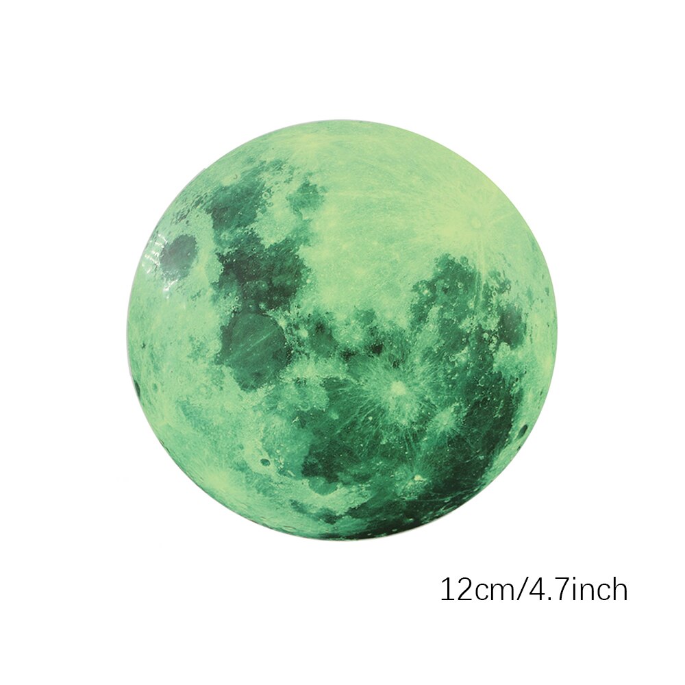 Moon Fluorescent Sticker 8/12/20/30cm Diy 3D Moon Earth Wall Sticker Kids Room Decoration Home Decor: Moon 1 Piece-12CM