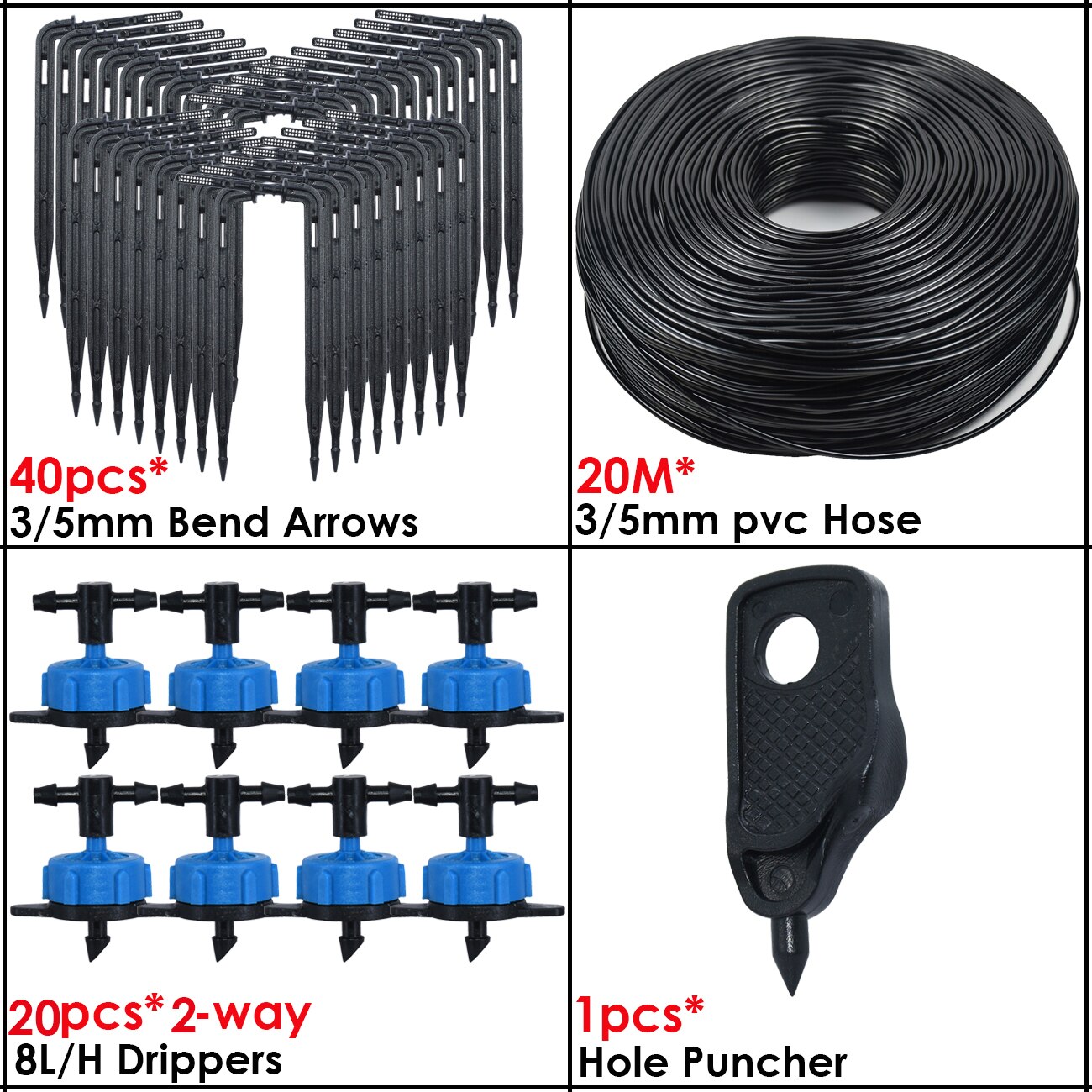 KESLA-sistema de riego por goteo para bonsái, accesorio de 3/5mm, Flecha de goteo, transmisor de 2 vías para jardín, juego de 10/20 unidades: Rojo