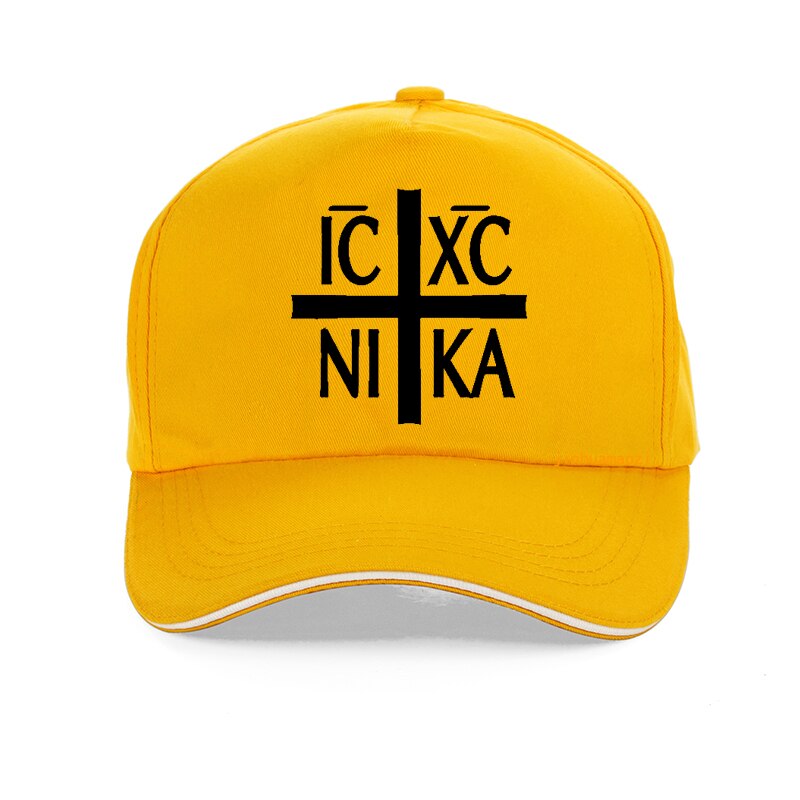 Ic xc nika ortodokse symbol print baseball cap sjove mænd hip hop cap sommer justerbare mænd kvinder snapback hat gorras hombre: Gul