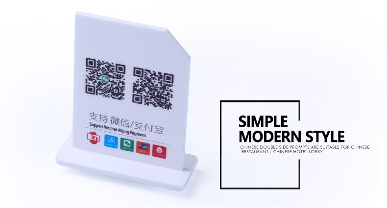 Acrylic Signage Stand Desk Sign Display Table Wechat QR Code Payment Scan Sweep Indicator Board Table Countertop Cashier Plate