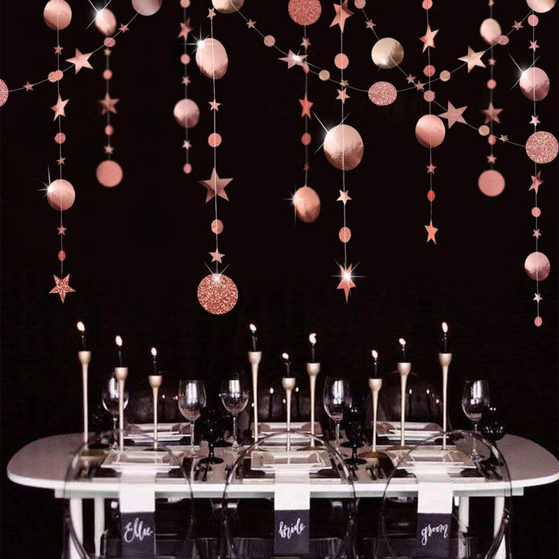 Guirlande pendante en chaîne en papier, 4m, pour décorations de mariage, décorations pour réceptionniste, fête prénatale, anniversaire, noël: Rose gold