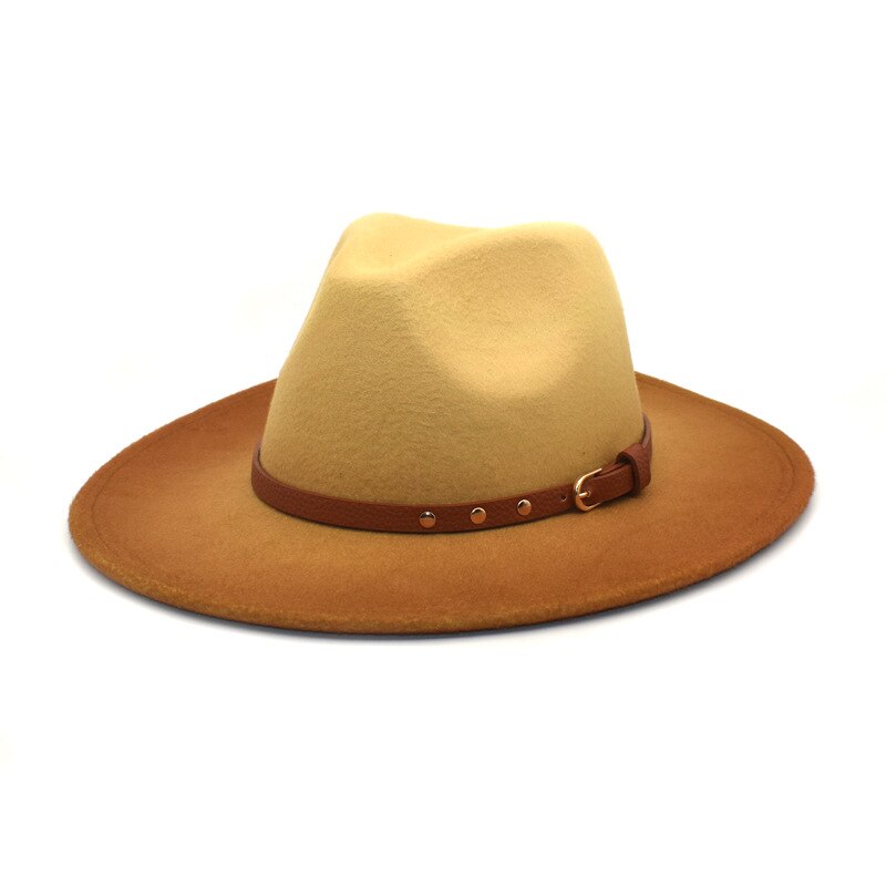 Sombrero de lana de Color degradado para mujer, sombrero Fedora para exteriores, otoño, invierno, cálido, sombrero, Jazz de Panamá: 1