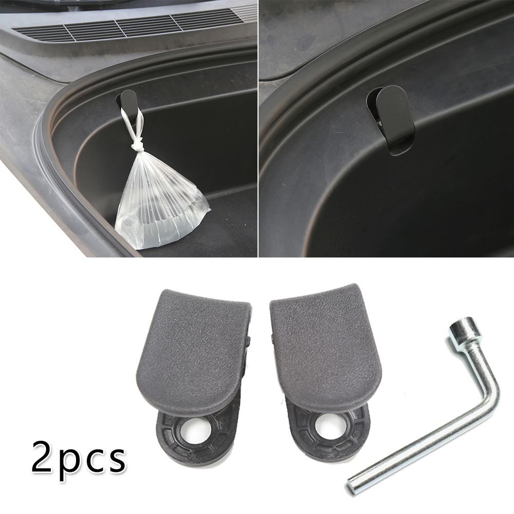 2pcs Hooks Auto Front Trims Hook Neat Anti-swinging Car Trunk Black For Tesla Model 3