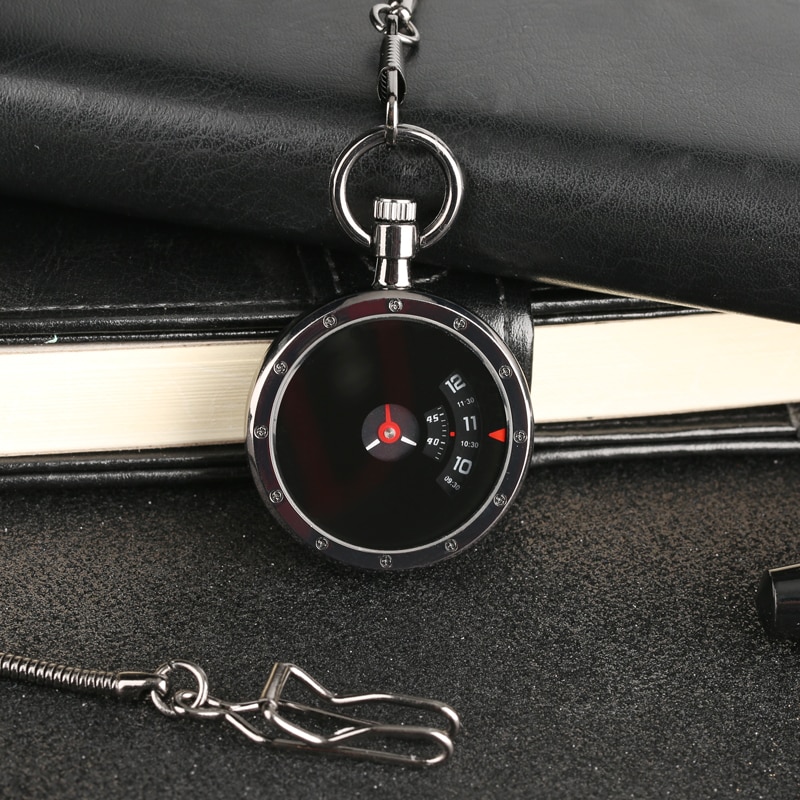 Vintage platine mesure cadran montre de poche Quartz rétro noir pendentif serpent chaîne hommes femmes horloge