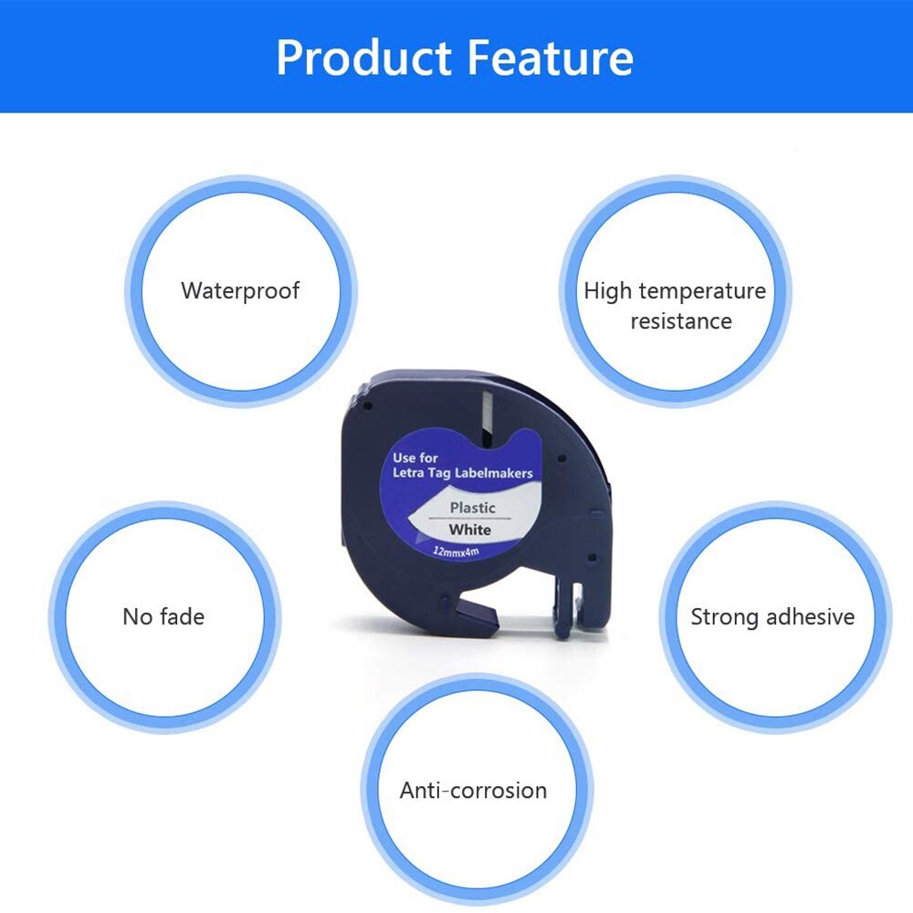 6 stück letratag nachfüll-etikettenbänder für dymo etikettendrucker , 91331 4m x 12mm etikettenbänder für dymo etikettendrucker