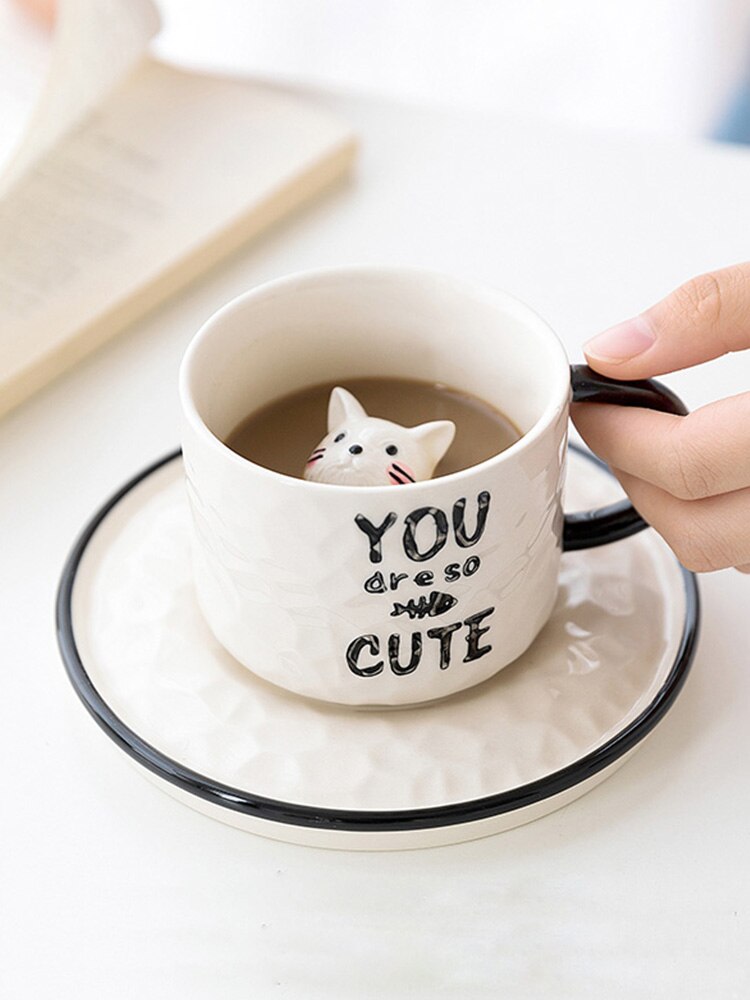 Cute Coffee Cup and Saucer European Tea Set Ceramic Cup and Saucer Set Bone China Idea Coffee Cup DD60CS