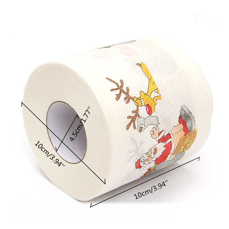 1Roll Christmas Bath Toilet Roll Paper Christmas Printed Tissue Paper Household Santa Claus Bath Toilet Roll Paper