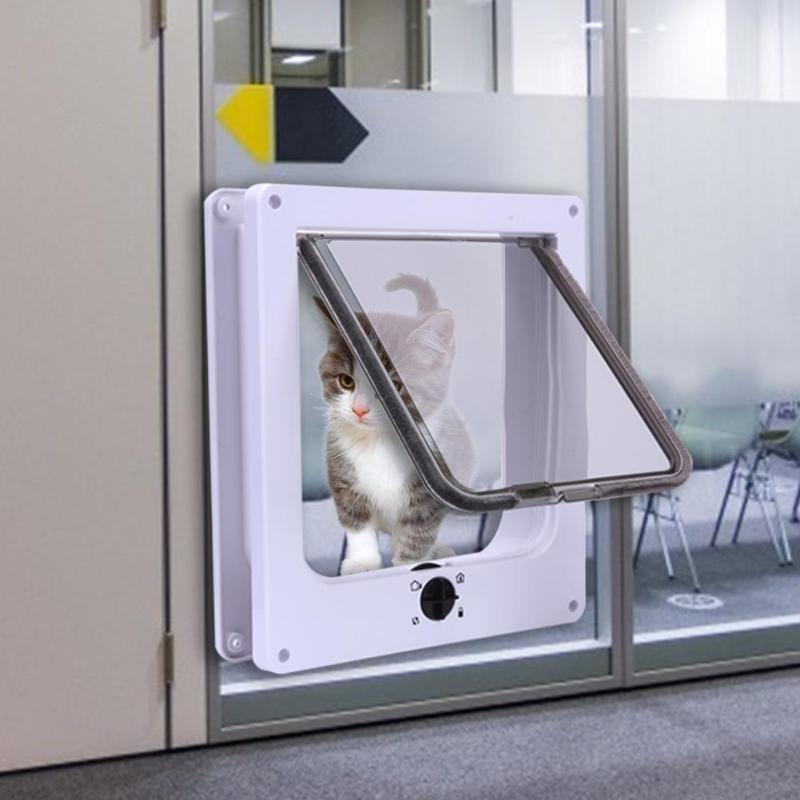 Lucka för hund katt kattunge 4 -vägs låsbar säkerhetsvalpgrind tillbehör till hund katt dörrgrind 27 x 23 x 5cm