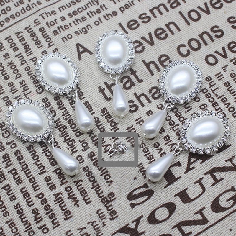 Fashion10Pcs/Lot 20*46Mm Ovale Hanger Diy Sieraden Bevindingen Rhinestone White Pearl Accessoires Caps Decoratie Voor maken