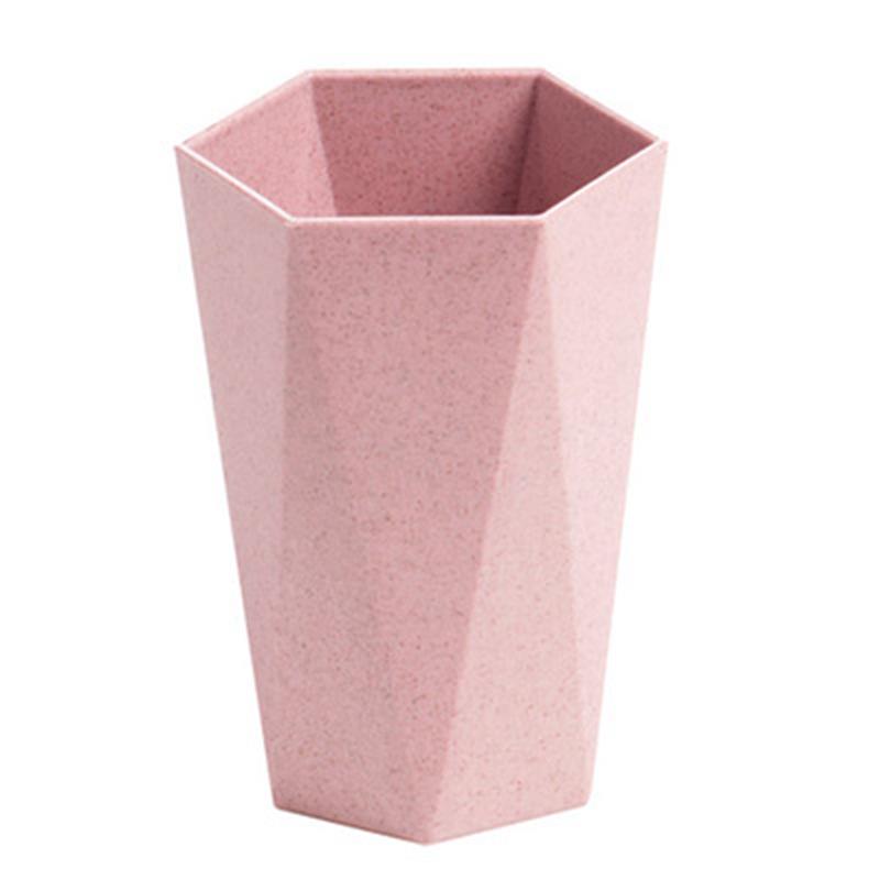 1pc vehnän olkipesukuppia harjauskuppi suu kotitalous pari hammasharja pesukuppi muki kylpyhuonetarvikkeet setti matkatarvikkeet: Vaaleanpunainen