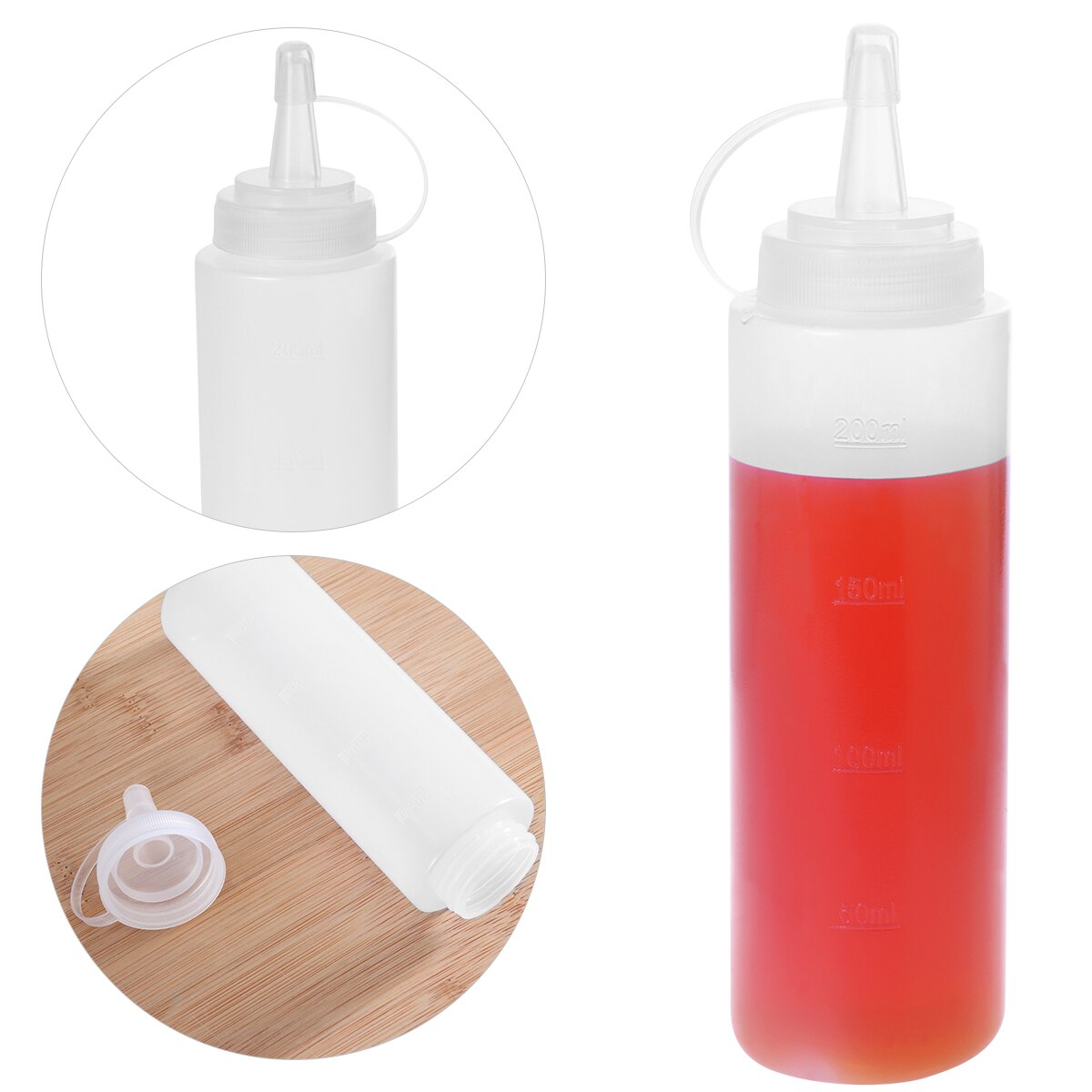 4 stuks plastic voedselveilige spuitfles voor saus en saus voor mosterd-ketchupdressing