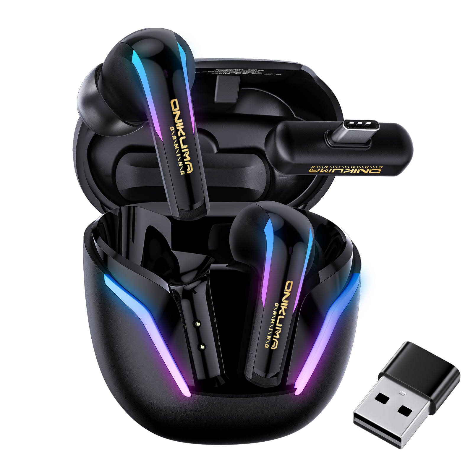 ONIKUMA T27 dual-mode cool RGB gaming headphones with high-definition call sound and low latency for gaming