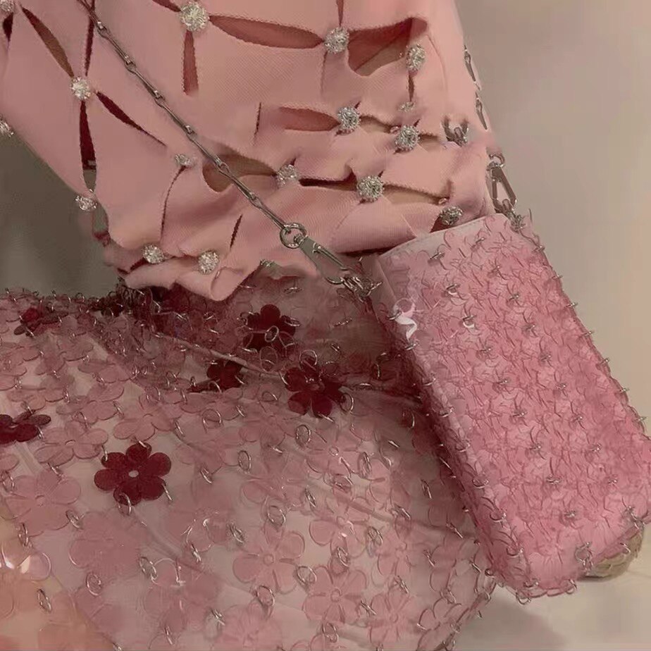 Sac à main tissé en paillettes pour femmes, pochette de soirée ajourée, sac à bandoulière pour voyage et