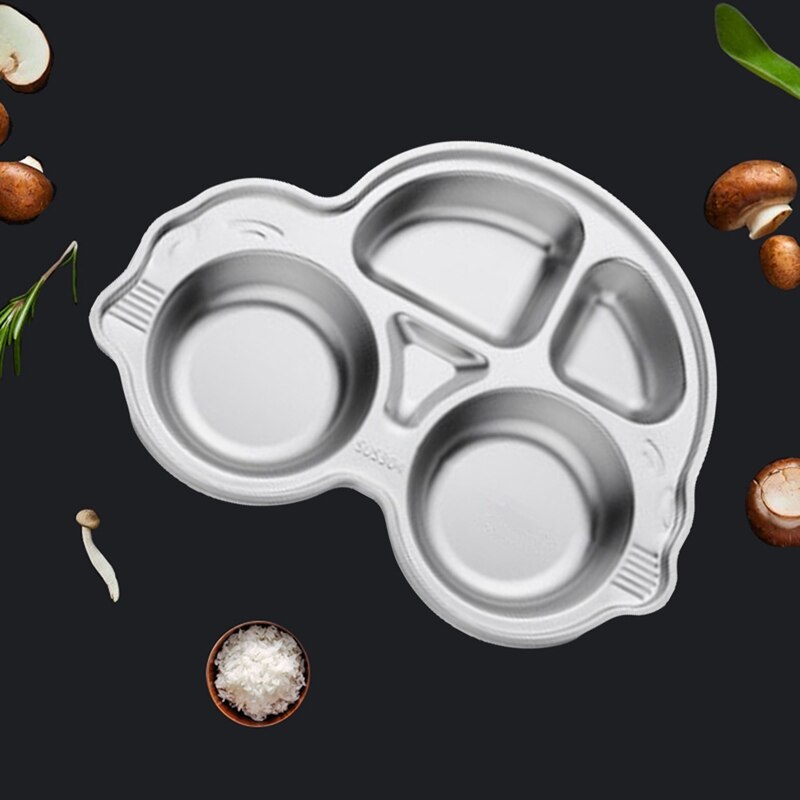 1pc Stainless Steel Divided Dinner Tray Lunch Container Food Plate for School Canteen 5 Section