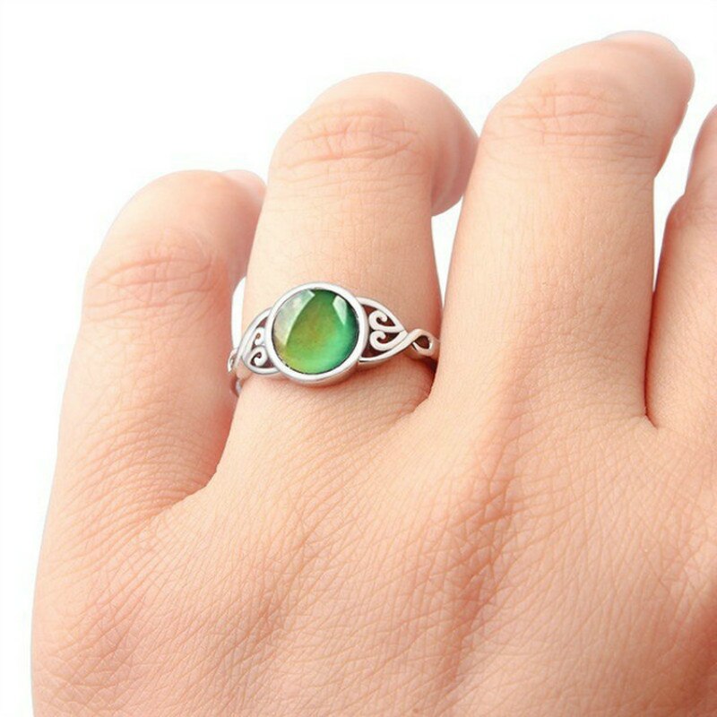 Europea y americana Retro cambio de humor anillo redondo emoción sentimiento Variable anillo Control de temperatura mujer chicas