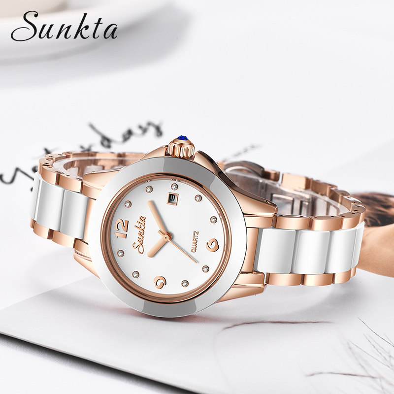 Sunkta Mode Vrouwen Horloges Rose Gold Dames Armband Horloges Reloj Mujer Creatieve Waterdichte Quartz Horloges Voor Vrouwen