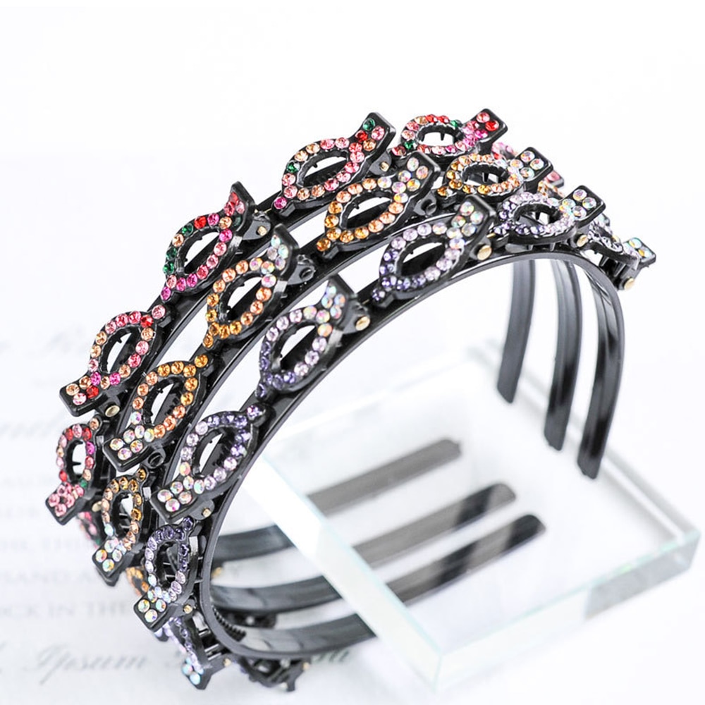 Black Rhinestone Braider Hair Clip Burst Pin Hairdo Bring Hair Hoop Multi-storey Wisp Air Weave Head Hoop 8 in 1 Styling Tool