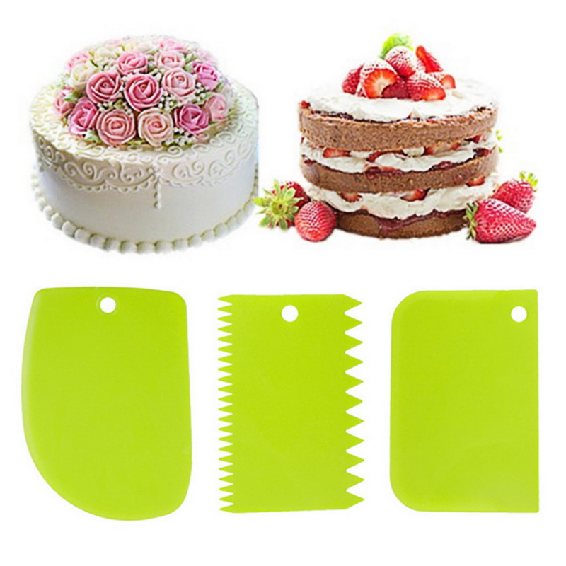 Hoomall 3 stks/set DIY Cake Schraper Set Cake Decorating Gereedschap Multifunctionele Onregelmatige Tanden Rand Keuken Bakken Tools
