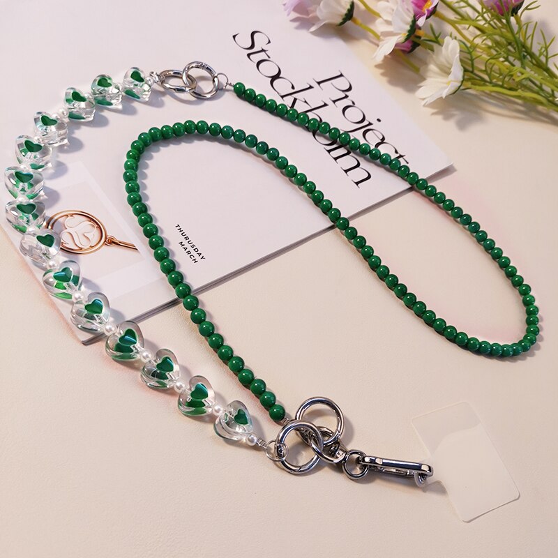 Love Crystal Beads Mobile Phone Lanyard Crossbody Lanyard with Universal Clip Phone Lanyard Chain Strap Wrist Rope Pendant: 06