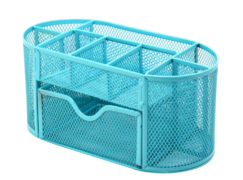 Metall Strafe Organizer Mesh Schreibtisch Organizer Tisch 9 Gitter Aufbewahrung sbox Schublade Bleistift Stift halter für Versch achtel ungs werkzeuge: Blau