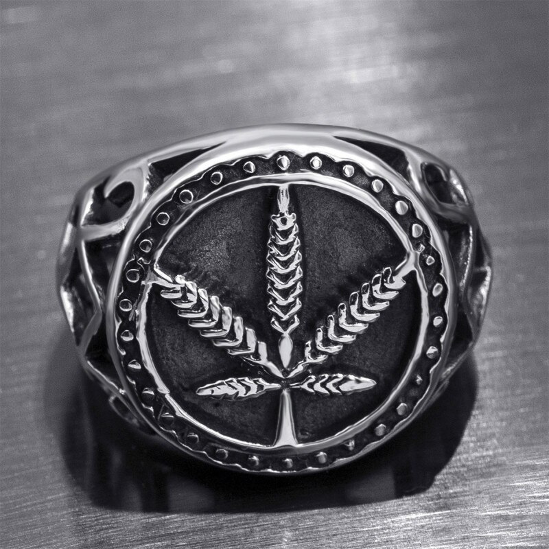 Chuhan aço inoxidável folha de bordo anel masculino personalidade do punk maré anel masculino anéis de casamento banda