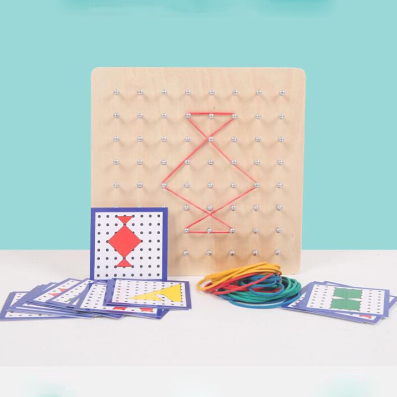 Lernspielzeug aus holz, geobrett, mathematisches manipulationsmaterial, array-block-geobrett, grafisch mit musterkarten
