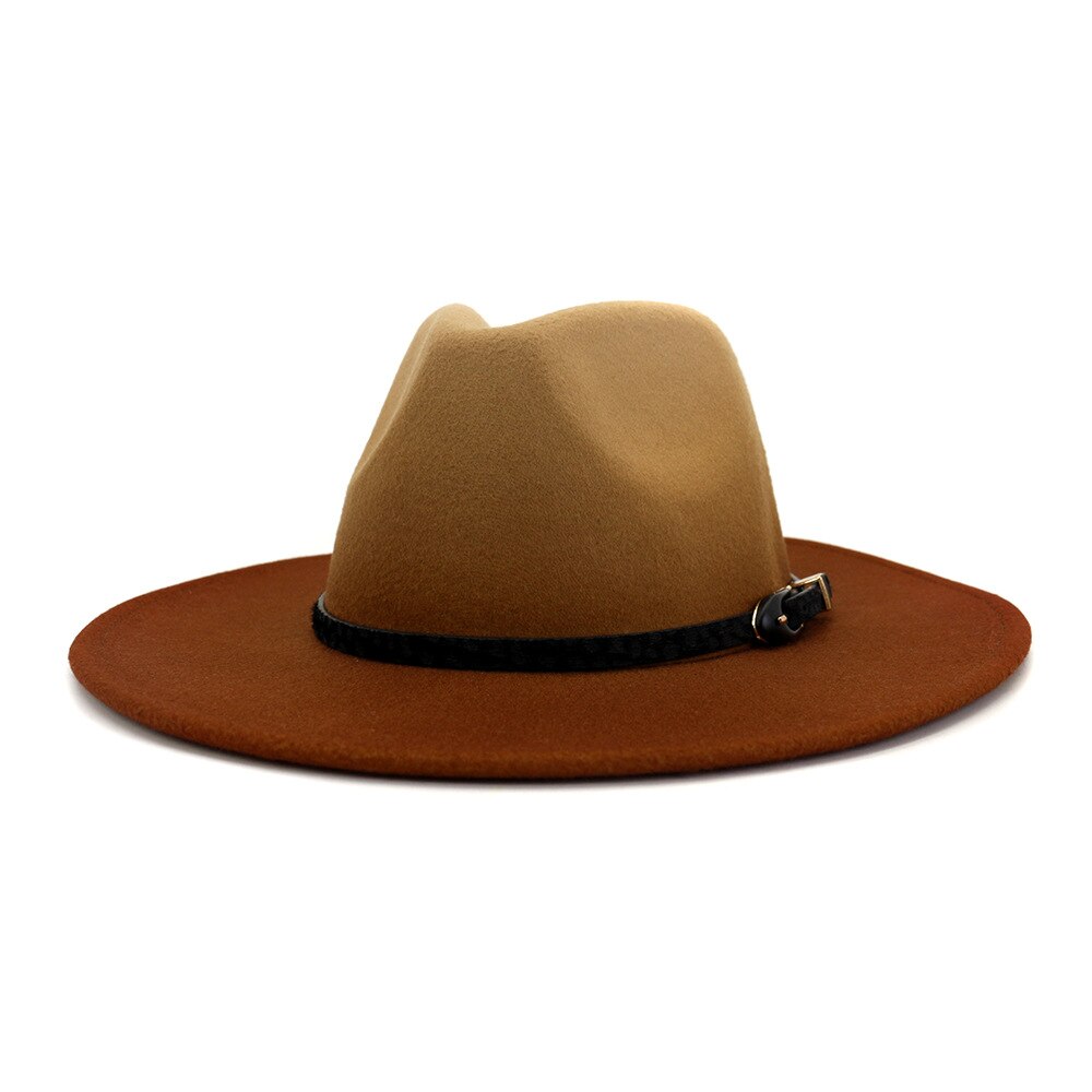 Heren dames geschilderde wollen fedora hoed europese en amerikaanse stijl grote rand hoed unisex katoen polyester petten: Roestrood